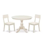 3-Piece Linen White Finish Solid Wood Top - Dining Room Set - Seats 4