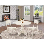 Set da pranzo 3 pezzi con piano in legno massello finitura lino bianco - 4 posti
