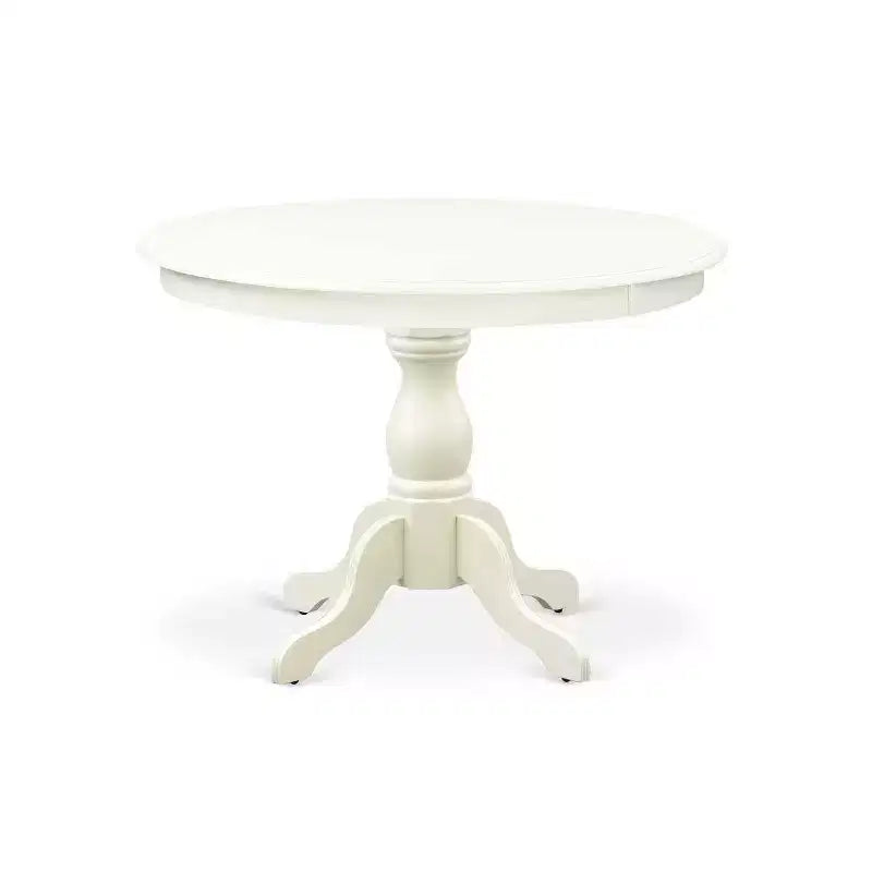 Set da pranzo 3 pezzi con piano in legno massello finitura lino bianco - 4 posti