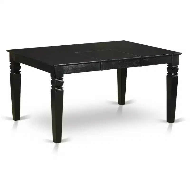 Set Tavolo da Cucina Cottage Costiero - Tavolo Rettangolare 5 Pezzi con Prolunga e 4 Sedie Parsons - Gambe Nere