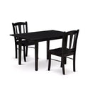 HomeStock 3-Pc Black Finish Rectangular Solid Wood Top with Butterfly Leaf Dining Table Set