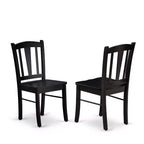 HomeStock Set tavolo da pranzo rettangolare 3 pezzi con piano in legno massello finitura nera e prolunga a farfalla