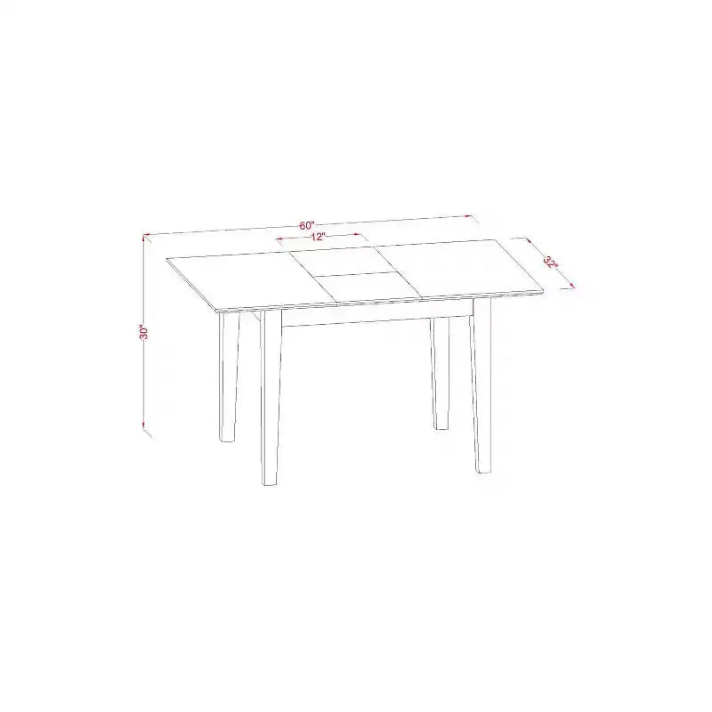 Set da pranzo rettangolare in legno massello finitura mogano a 5 pezzi - 4 posti a sedere