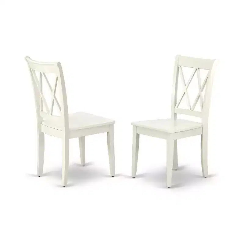 HomeStock Set da Pranzo 5 Pezzi con Top in Legno Massello Finitura Lino Bianco - Posti a Sedere per 4