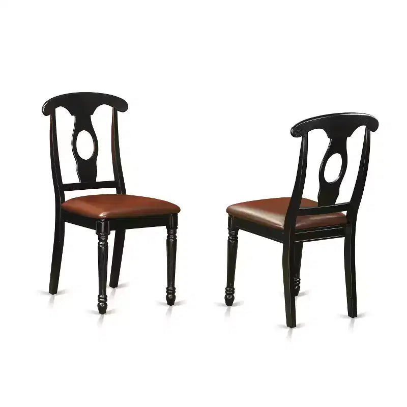 HomeStock Set da Pranzo Rotondo da 5 Pezzi con Piano in Legno Massello Finitura Nera e Ciliegio - 4 Posti