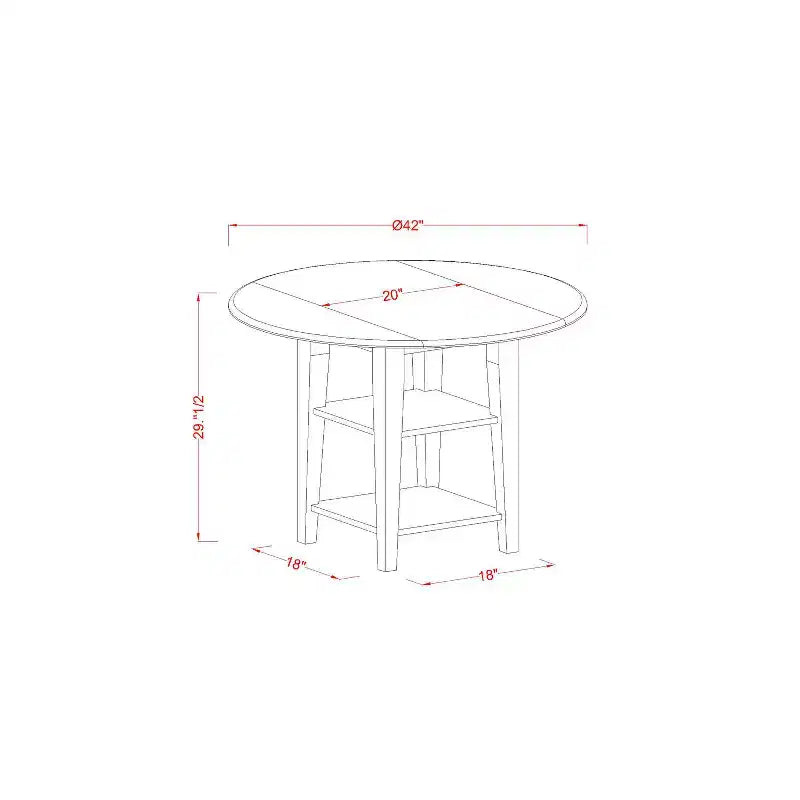 HomeStock Set da Pranzo Rotondo da 5 Pezzi con Piano in Legno Massello Finitura Nera e Ciliegio - 4 Posti