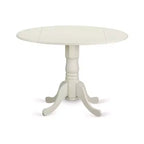 Set Tavolo da Cucina Rotondo 5pz, Tavolo 42" con Alette a Scomparsa e 4 Sedie Parsons - Pelle PU Bianca