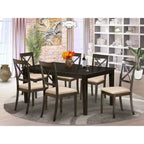 Set da pranzo con tavolo e 6 sedie - Set da cucina in legno massello - Finitura Cappuccino - Tavolo allungabile
