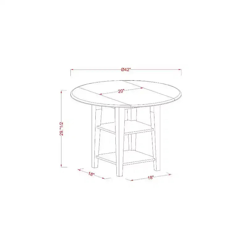 HomeStock Set da Pranzo 3 Pezzi con Tavolo Rotondo Pieghevole e Piano in Legno Massello Finitura Lino Bianco
