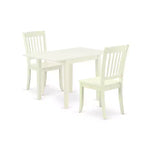 HomeStock 3-Piece Linen White Finish Solid Wood Top Dining Table Set
