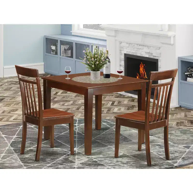Elegante set da pranzo da cucina di 3 pezzi - Tavolo e sedie salvaspazio - Design moderno - Finitura mogano