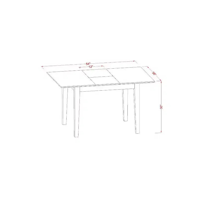 Set da pranzo rettangolare imbottito in legno massello con finitura mogano a 5 pezzi - 4 posti