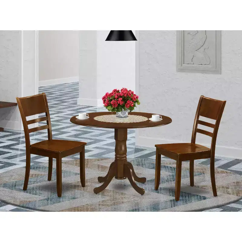 Set da pranzo gotico - Tavolo da cucina con ante a ribalta e sedie in pelle - 5 pezzi