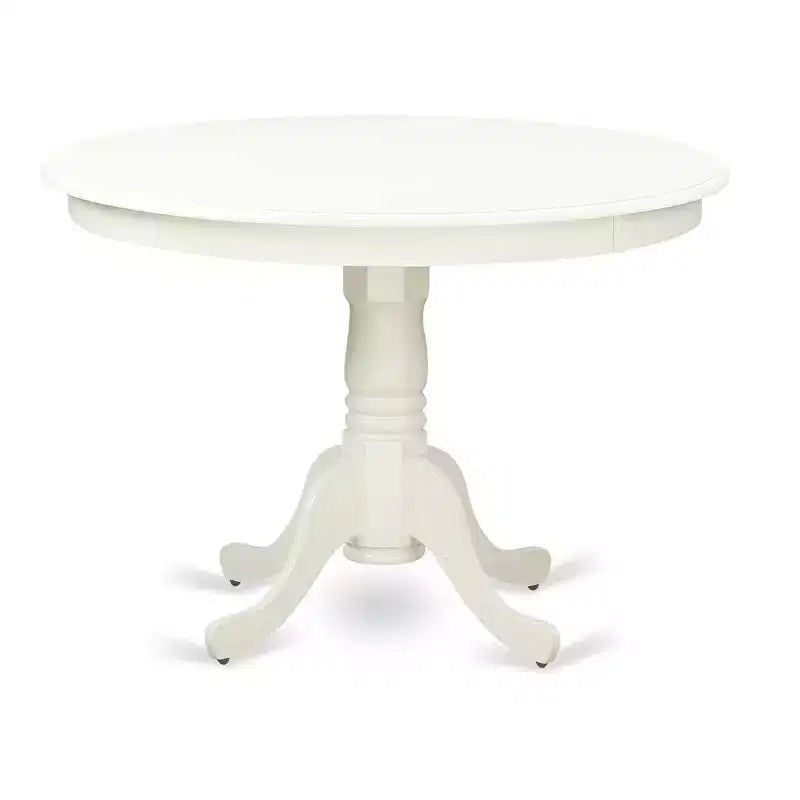 HomeStock Tavolo da pranzo a 5 pezzi con piano in legno massello finitura bianco lino e 4 sedie Parson