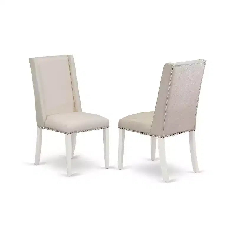 HomeStock Tavolo da pranzo a 5 pezzi con piano in legno massello finitura bianco lino e 4 sedie Parson