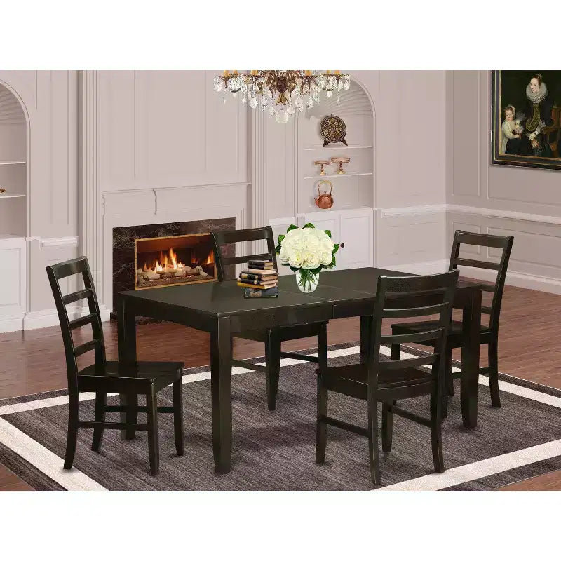 Set da pranzo di lusso - Tavolo allungabile e sedie - Finitura color cappuccino - Design moderno e tradizionale