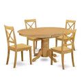HomeStock 5-Pc Natural Oak Finish Solid Wood Top Dining table with 4 Chairs