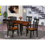 Set da pranzo 5 pezzi in legno massello con finitura nera e color ciliegio - 4 posti