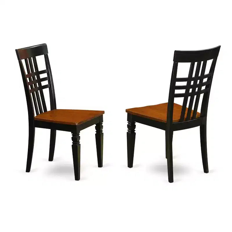 Set da pranzo 5 pezzi in legno massello con finitura nera e color ciliegio - 4 posti