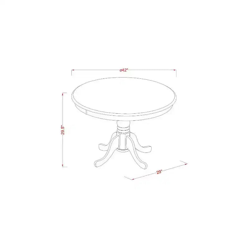 Set da pranzo vittoriano per 4 persone - Tavolo rotondo da 42 pollici e 4 sedie - Mobili per sala da pranzo con finitura in mogano