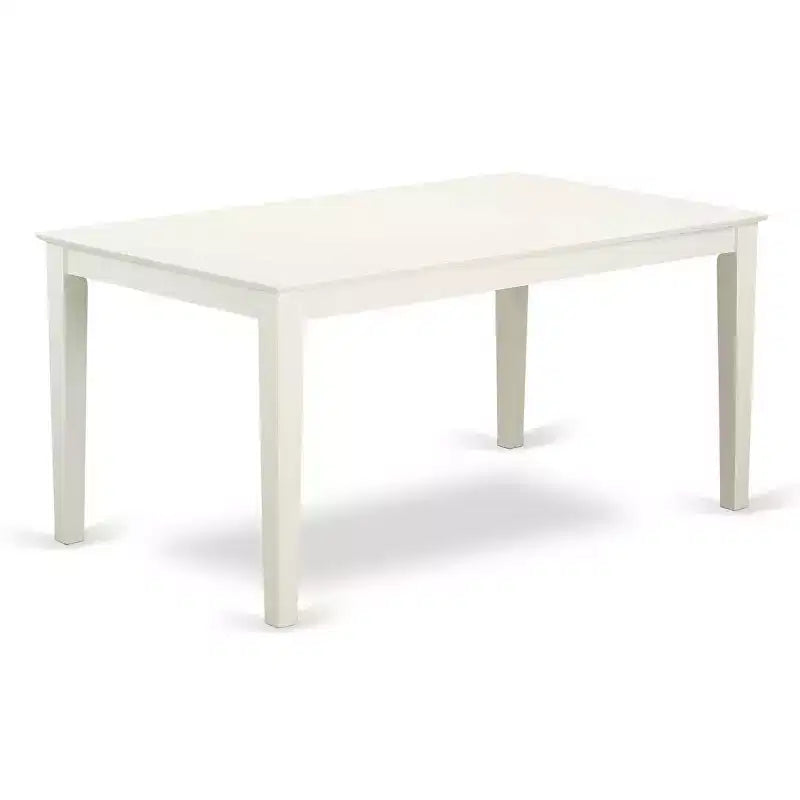 Tavolo da Pranzo HomeStock Rettangolare a 7 Pezzi, con piano in legno massello, Finitura Bianca Lino e 6 Sedie