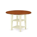 HomeStock 3-Pc Buttermilk and Cherry Solid Wood Top - Round Dining Room Set - Seats-4