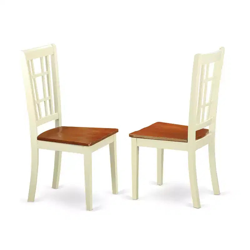 HomeStock set da pranzo da 3 pezzi in legno massello con piano color latticello e ciliegio - rotondo - 4 posti