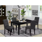 Set da pranzo rettangolare 5 pezzi con piano in legno massello finitura nera - 4 posti a sedere