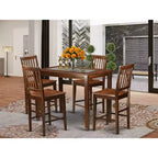 HomeStock Set da pranzo in 5 pezzi con ripiano in legno massello finitura mogano - Posti a sedere per 4 persone