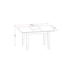 HomeStock Set Sala da Pranzo 5 Pezzi, Top in Legno Massello Finitura Bianco Lino, Rettangolare, Imbottito con Allunga a Farfalla - 4 Posti