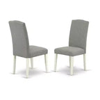 HomeStock Tavolo da Pranzo Rettangolare in Legno Massello con Finitura Lino Bianco a 7 Pezzi con 6 Sedie Parson