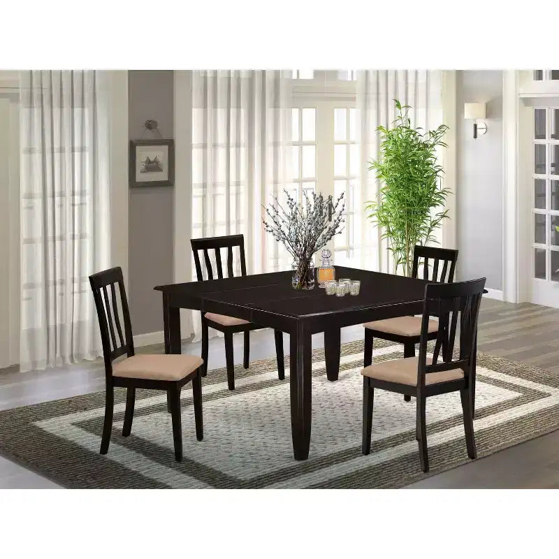 Set da Tavolo da Pranzo - Tavolo da Cucina da 54 Pollici con 8 Sedie - Finitura Cappuccino - Design Moderno