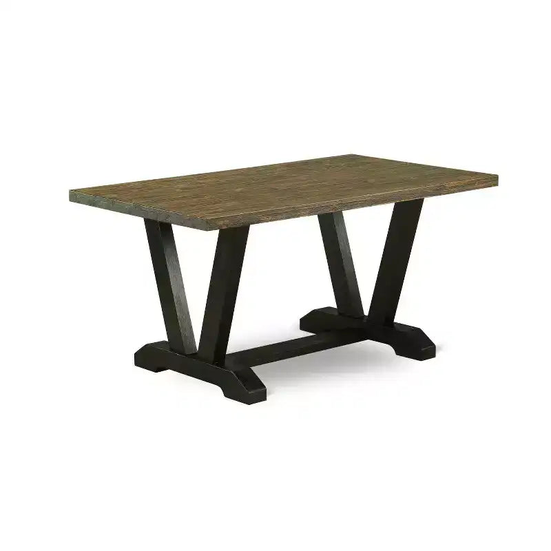 HomeStock Set da pranzo 7 pezzi, tavolo con piano in legno massello con finitura anticata Jacobean e 6 sedie Parson