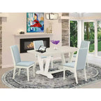 Tavolo da pranzo HomeStock 5 pezzi con piano in legno massello finitura rovere naturale e 4 sedie Parson