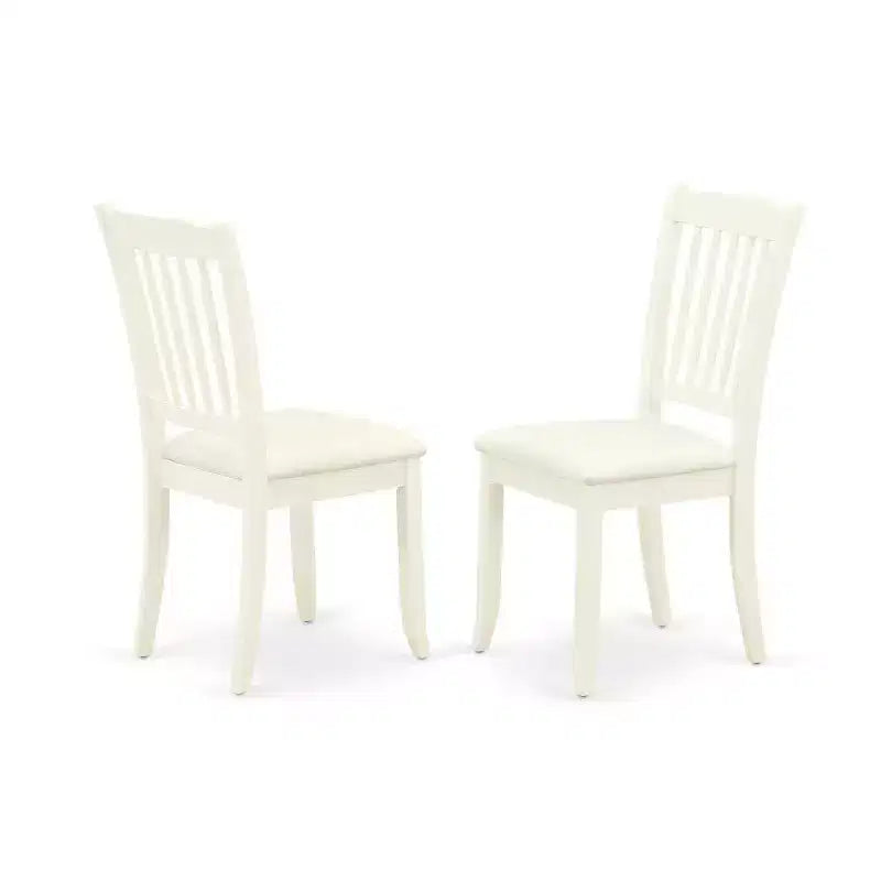 HomeStock Set da Pranzo Rotondo in Legno Massello Finitura Bianco Lino, 3 Pezzi, 4 Posti
