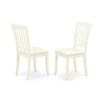 HomeStock Set da Pranzo Rotondo in Legno Massello Finitura Bianco Lino, 3 Pezzi, 4 Posti