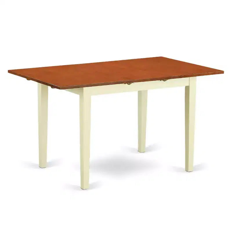 HomeStock Set Sala da Pranzo 5 Pezzi, Top in Legno Massello Finitura Bianco Lino - Rettangolare, con Bottoni Trapuntati e Allunga a Farfalla - Posti a Sedere per 4