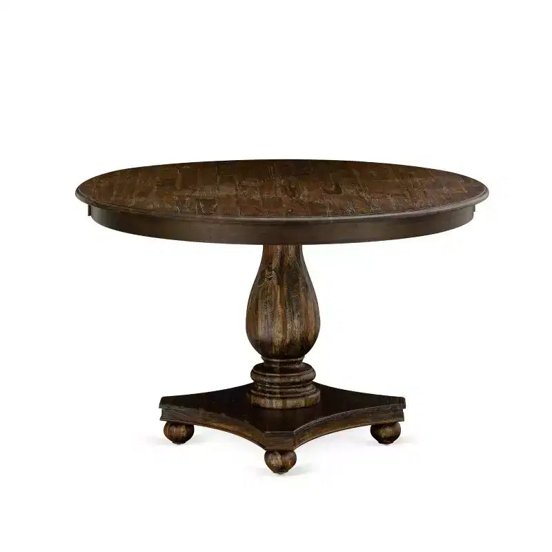 Tavolo da pranzo HomeStock a 7 pezzi con piano in legno massello finitura giacobina invecchiata e 6 sedie Parson