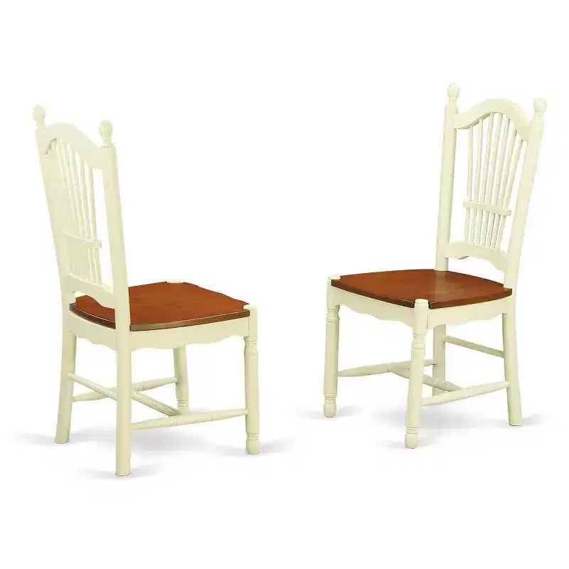 HomeStock Set da pranzo 5 pezzi con piano in legno massello color latticello e ciliegio - Posti a sedere per 4 persone