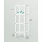 Scaffale a 4 ripiani in bambù, mobile portaoggetti alto 98 cm, ingombro salvaspazio 33x33 cm, 4 ripiani regolabili, per bagno, cucina, balcone