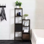 Scaffale a 4 ripiani in bambù, mobile portaoggetti alto 98 cm, ingombro salvaspazio 33x33 cm, 4 ripiani regolabili, per bagno, cucina, balcone