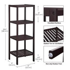 Scaffale a 4 ripiani in bambù, mobile portaoggetti alto 98 cm, ingombro salvaspazio 33x33 cm, 4 ripiani regolabili, per bagno, cucina, balcone