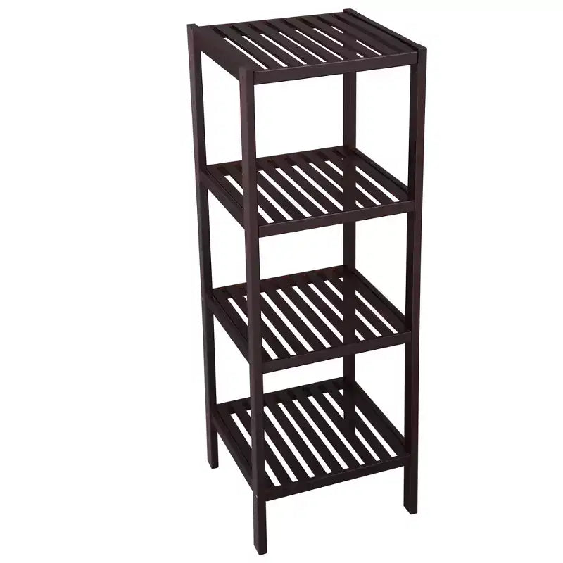 Scaffale a 4 ripiani in bambù, mobile portaoggetti alto 98 cm, ingombro salvaspazio 33x33 cm, 4 ripiani regolabili, per bagno, cucina, balcone
