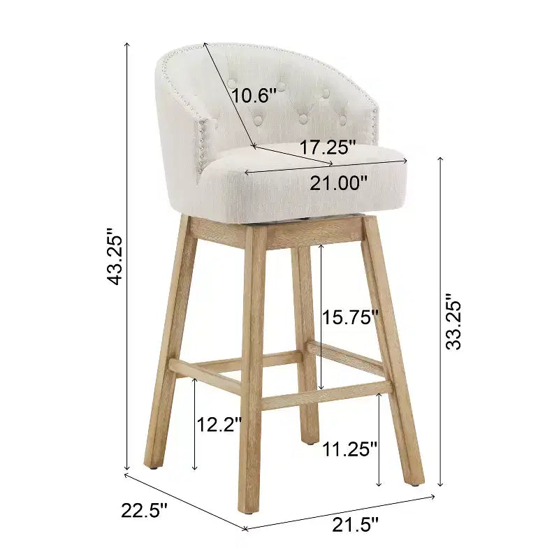 GDFStudio Combes Sgabelli da bar girevoli imbottiti da 84 cm (set da 2)