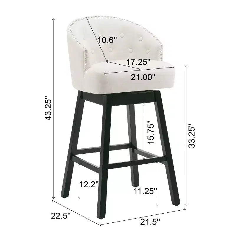GDFStudio Combes Sgabelli da bar girevoli imbottiti da 84 cm (set da 2)