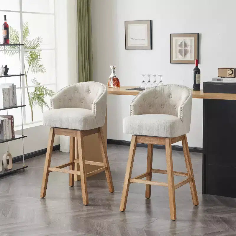 GDFStudio Combes Sgabelli da bar girevoli imbottiti da 84 cm (set da 2)
