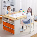 4 in 1 Kids Art Table and Chair Set,Toddler Craft Large Storage Desk with Portable Art Supply Organizer, Drawing Desk, Kids Activity and Study Table