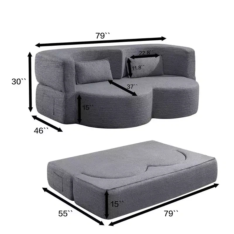 Divanetto trasformabile 2 in 1 Okak moderno e pieghevole con memory foam, comodo divano letto futon per soggiorno, appartamento