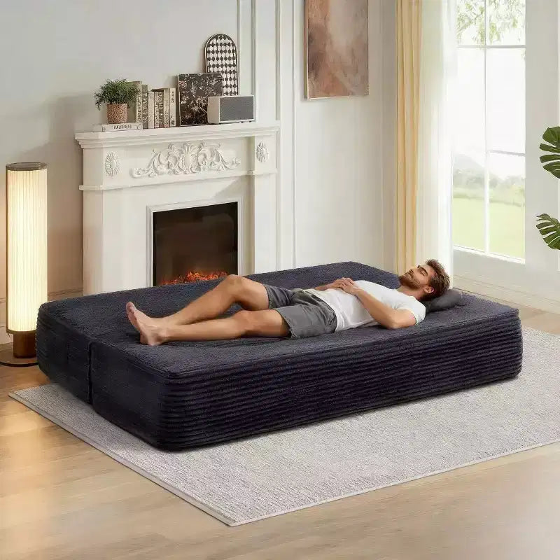 Divanetto trasformabile 2 in 1 Okak moderno e pieghevole con memory foam, comodo divano letto futon per soggiorno, appartamento