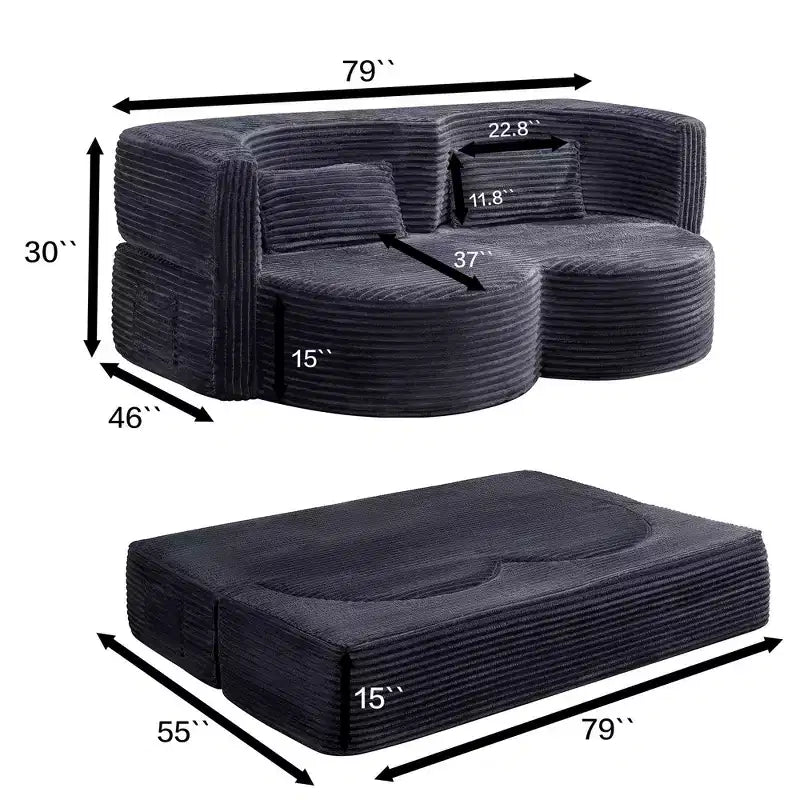 Divanetto trasformabile 2 in 1 Okak moderno e pieghevole con memory foam, comodo divano letto futon per soggiorno, appartamento
